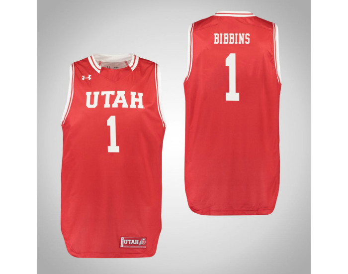 Utah Utes #1 Justin Bibbins Authentic College Basketball Jersey Red
