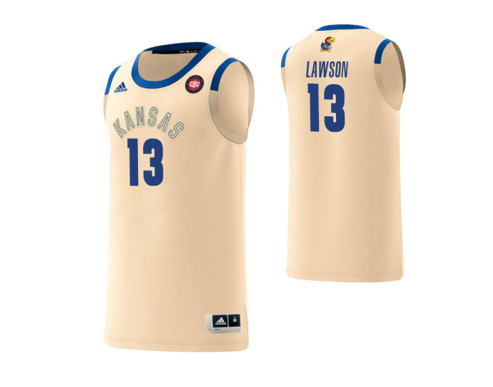 Youth Kansas Jayhawks #13 K.J. Lawson Harlem Renaissance Replica College Basketball Jersey Cream
