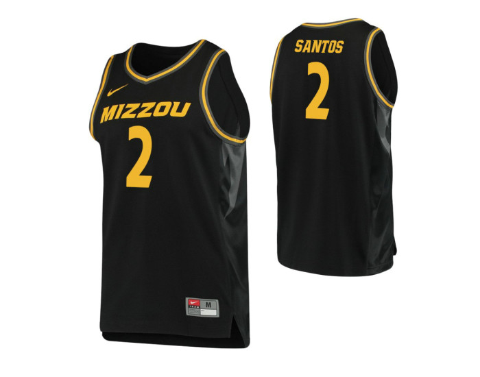 Youth Missouri Tigers #2 K.J. Santos Authentic College Basketball Jersey Black