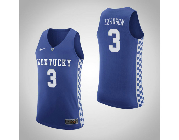 Kentucky Wildcats #3 Keldon Johnson Home Authentic College Basketball Jersey Royal