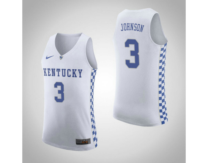 Kentucky Wildcats #3 Keldon Johnson Road Replica College Basketball Jersey White