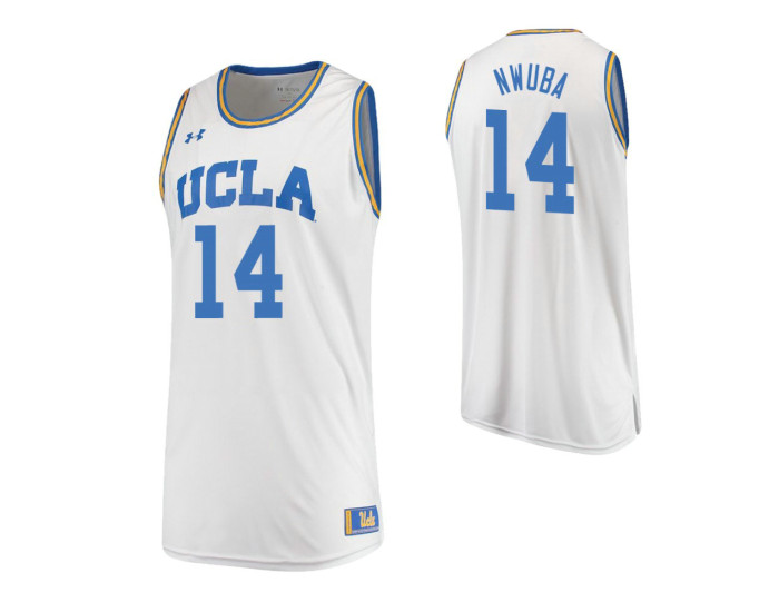 UCLA Bruins #14 Kenneth Nwuba Road Replica College Basketball Jersey White