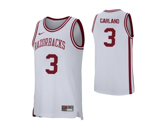 Arkansas Razorbacks #3 Khalil Garland Replica College Basketball Jersey White