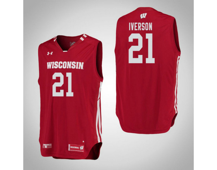 Youth Wisconsin Badgers #21 Khalil Iverson Replica College Basketball Jersey Red
