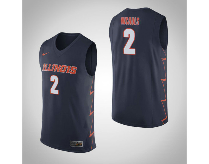 Illinois Fighting Illini #2 Kipper Nichols Authentic College Basketball Jersey Navy