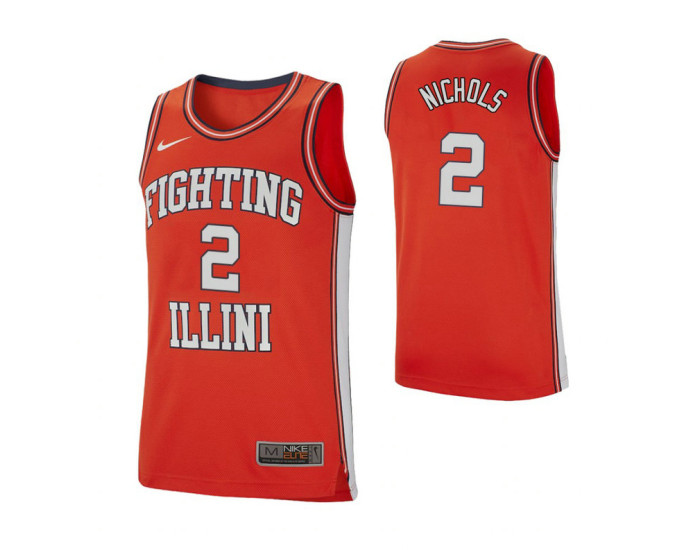 Illinois Fighting Illini #2 Kipper Nichols Retro Performance Replica College Basketball Jersey Orange
