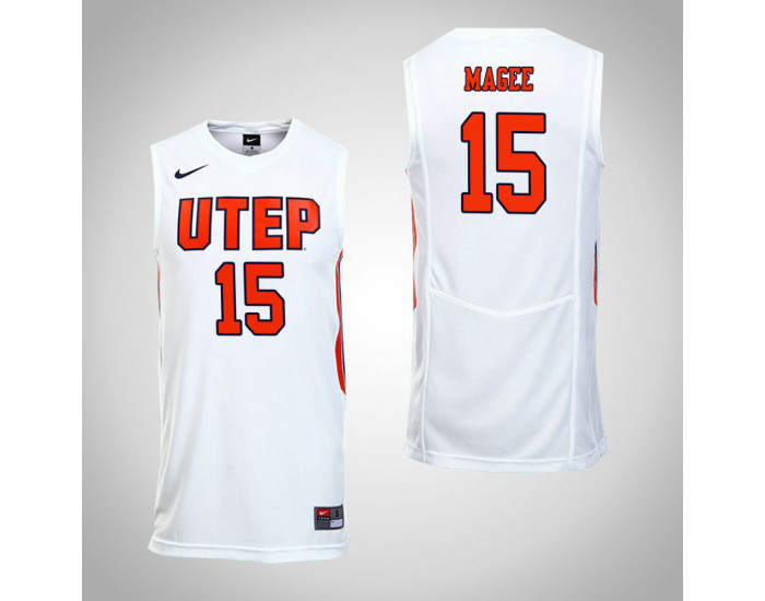 UTEP Miners #15 Kobe Magee Authentic College Basketball Jersey White