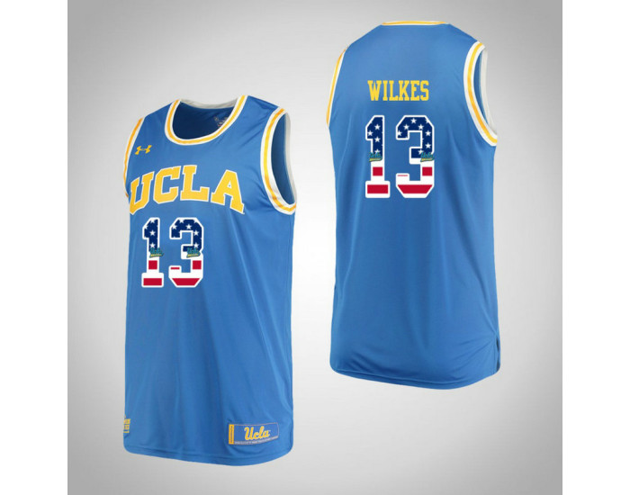 UCLA Bruins #13 Kris Wilkes USA Flag Authentic College Basketball Jersey Blue