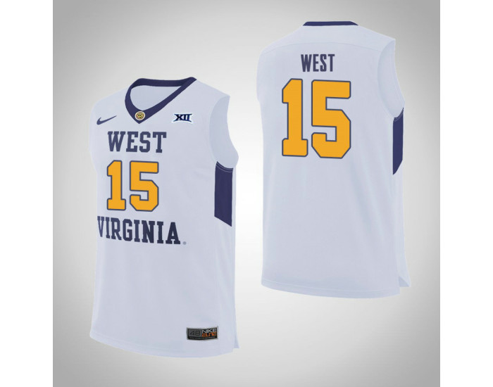 West Virginia Mountaineers #15 Lamont West Replica College Basketball Jersey White