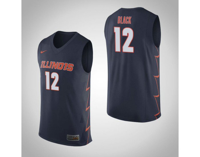 Illinois Fighting Illini #12 Leron Black Authentic College Basketball Jersey Navy