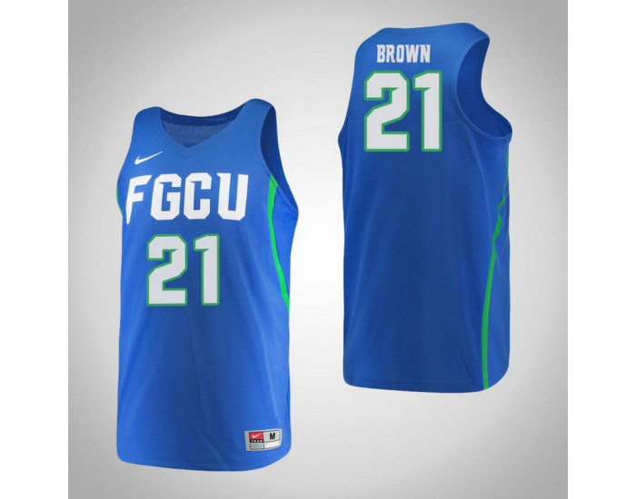 Florida Gulf Coast Eagles #21 Liberty Brown Authentic College Basketball Jersey Blue