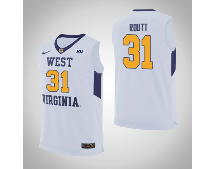 Youth West Virginia Mountaineers #31 Logan Routt Replica College Basketball Jersey White