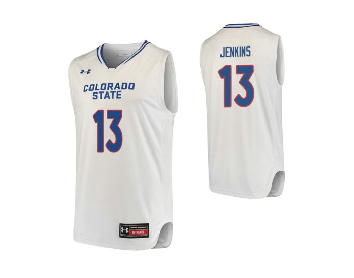 Colorado State Rams #13 Lorenzo Jenkins Authentic College Basketball Jersey White