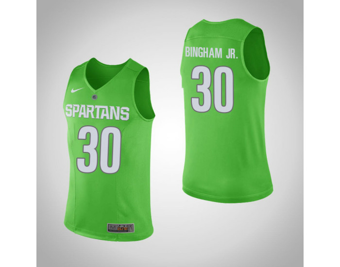 Michigan State Spartans #30 Marcus Bingham Jr. Replica College Basketball Jersey Green
