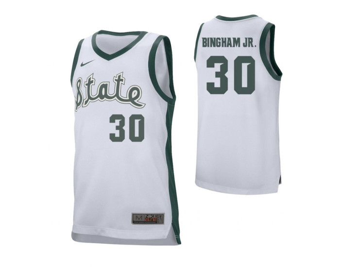 Michigan State Spartans #30 Marcus Bingham Jr. Replica College Basketball Jersey White