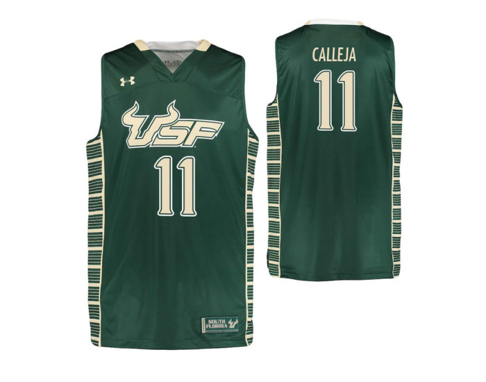South Florida Bulls #11 Mark Calleja Replica College Basketball Jersey Green