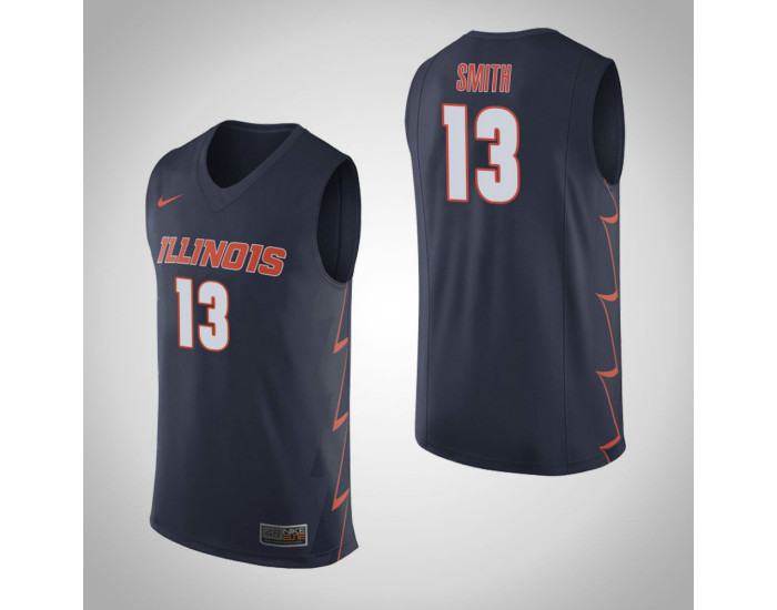Illinois Fighting Illini #13 Mark Smith Authentic College Basketball Jersey Navy