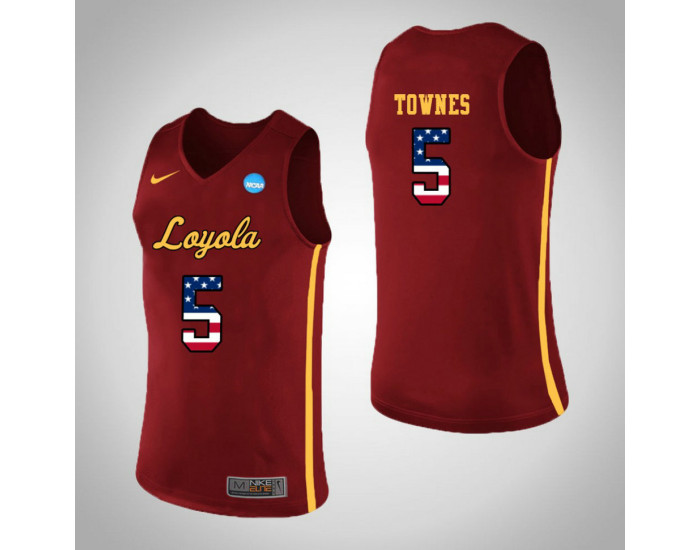 Youth Loyola (Chi) Ramblers #5 Marques Townes USA Flag Authentic College Basketball Jersey Red