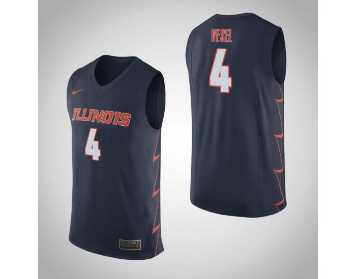Illinois Fighting Illini #4 Matic Vesel Authentic College Basketball Jersey Navy
