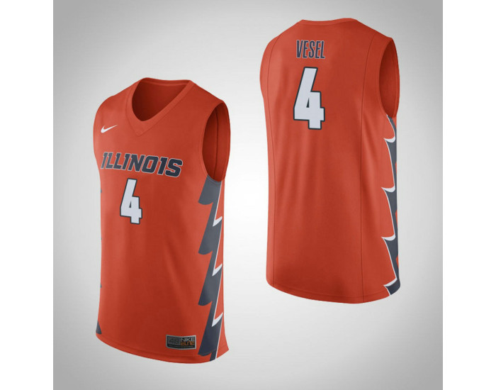 Illinois Fighting Illini #4 Matic Vesel Authentic College Basketball Jersey Orange