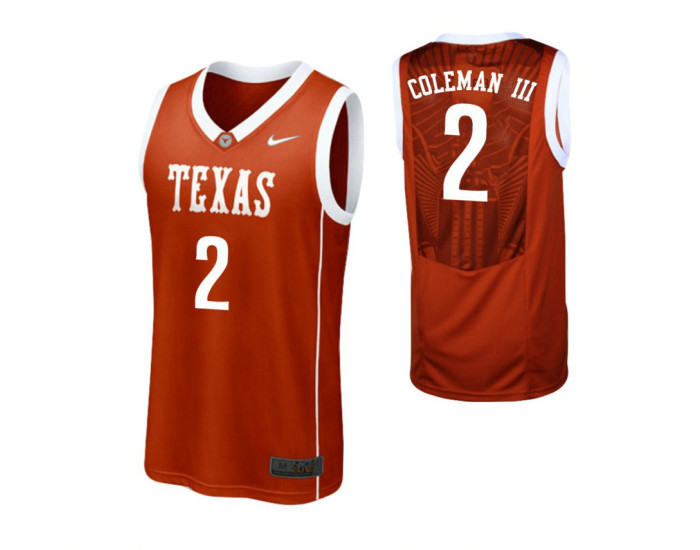 Texas Longhorns #2 Matt Coleman III Replica College Basketball Jersey Burnt Orange