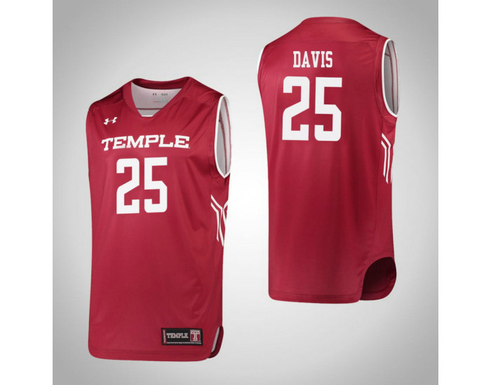 Youth Temple Owls #25 Mia Davis Authentic College Basketball Jersey Red