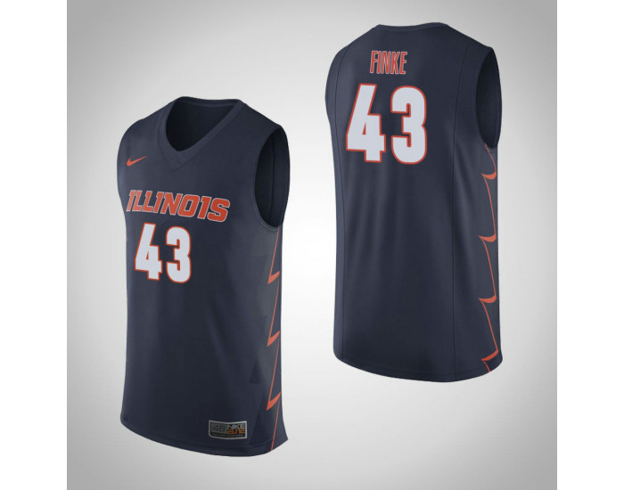 Illinois Fighting Illini #43 Michael Finke Authentic College Basketball Jersey Navy