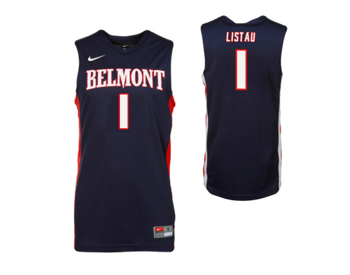 Youth Belmont Bruins #1 Mitch Listau Replica College Basketball Jersey Navy