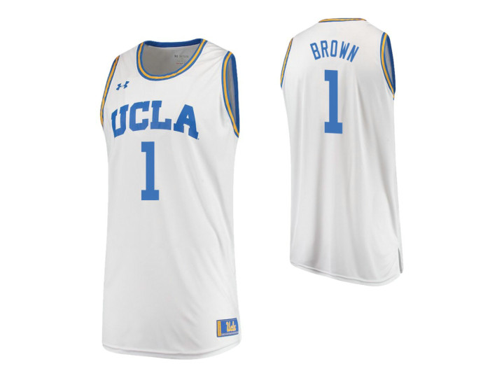 UCLA Bruins #1 Moses Brown Road Replica College Basketball Jersey White