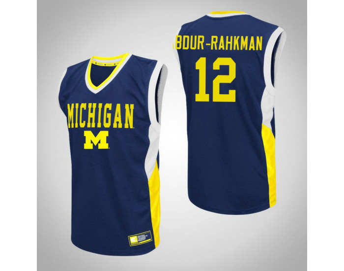 Michigan Wolverines #12 Muhammad-Ali Abdur-Rahkman Fadeaway Replica College Basketball Jersey Blue