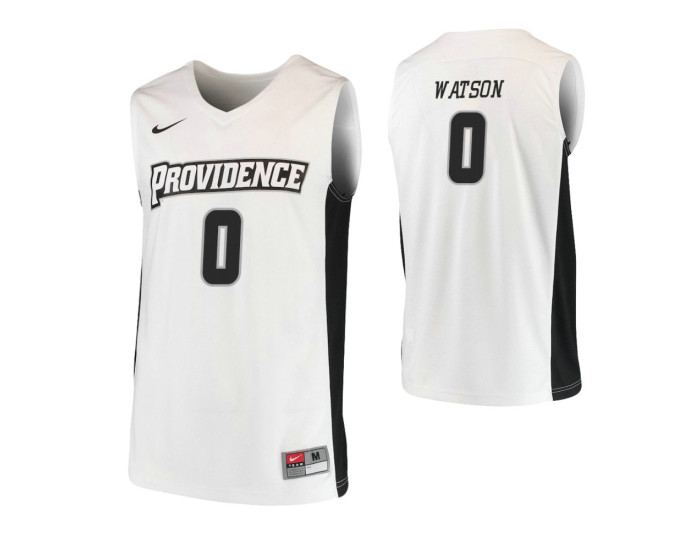 Providence Friars #0 Nate Watson Replica College Basketball Jersey White