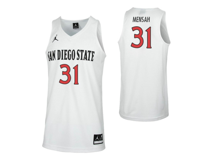 San Diego State Aztecs #31 Nathan Mensah Replica College Basketball Jersey White
