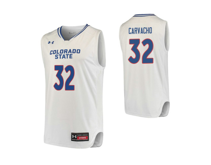 Colorado State Rams #32 Nico Carvacho Authentic College Basketball Jersey White