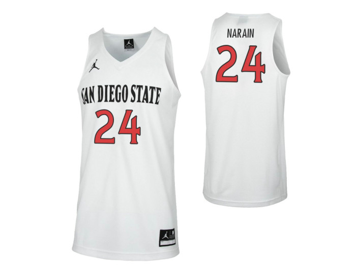 Youth San Diego State Aztecs #24 Nolan Narain Replica College Basketball Jersey White