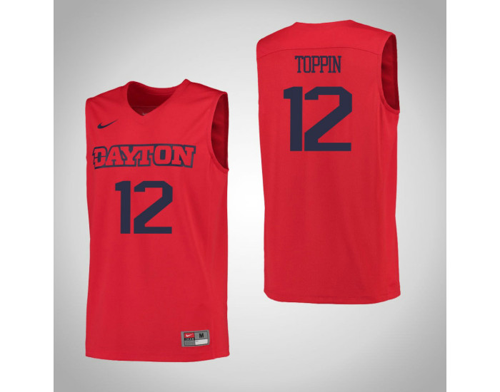 Dayton Flyers #12 Obadiah Toppin Authentic College Basketball Jersey Red