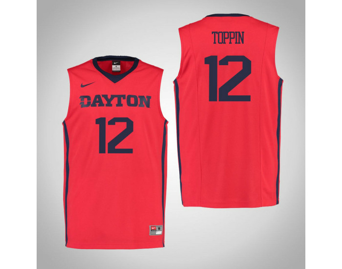 Dayton Flyers #12 Obadiah Toppin Authentic College Basketball Jersey Red
