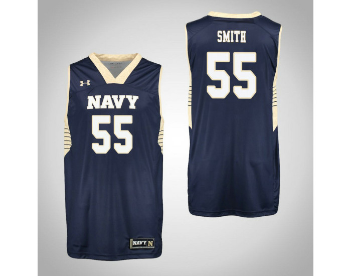 Navy Midshipmen #55 Oliver Smith Replica College Basketball Jersey Navy
