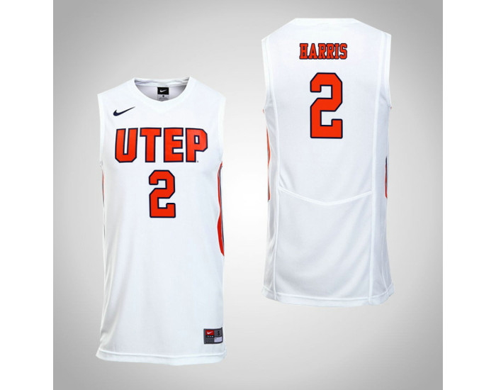 UTEP Miners #2 Omega Harris Authentic College Basketball Jersey White