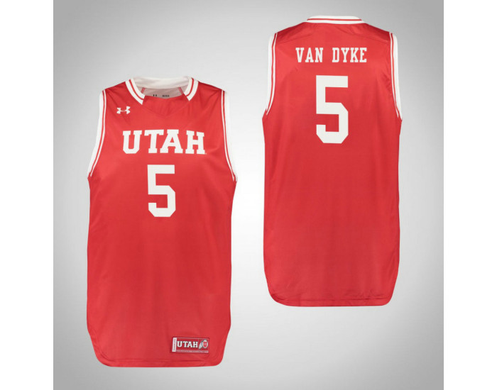 Utah Utes #5 Parker Van Dyke Authentic College Basketball Jersey Red