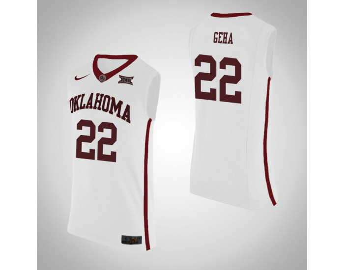 Oklahoma Sooners #22 Patrick Geha Replica College Basketball Jersey White