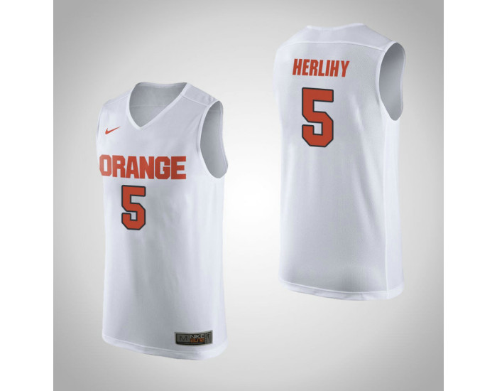 Syracuse Orange #5 Patrick Herlihy Replica College Basketball Jersey White