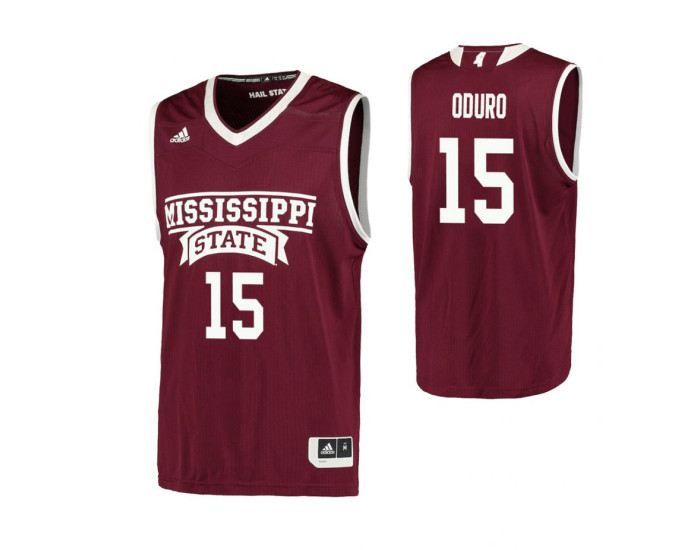 Mississippi State Bulldogs #15 Prince Oduro Replica College Basketball Jersey Maroon