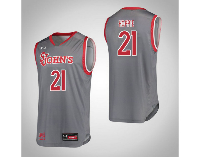 St. John'S Red Storm #21 Qadashah Hoppie Authentic College Basketball Jersey Gray