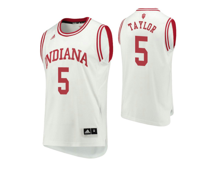 Indiana Hoosiers #5 Quentin Taylor Home Replica College Basketball Jersey White