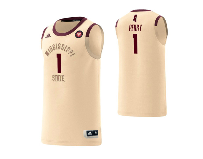 Mississippi State Bulldogs #1 Reggie Perry Harlem Renaissance Replica College Basketball Jersey Cream