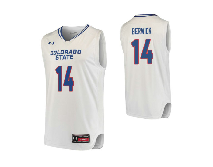 Colorado State Rams #14 Robbie Berwick Authentic College Basketball Jersey White