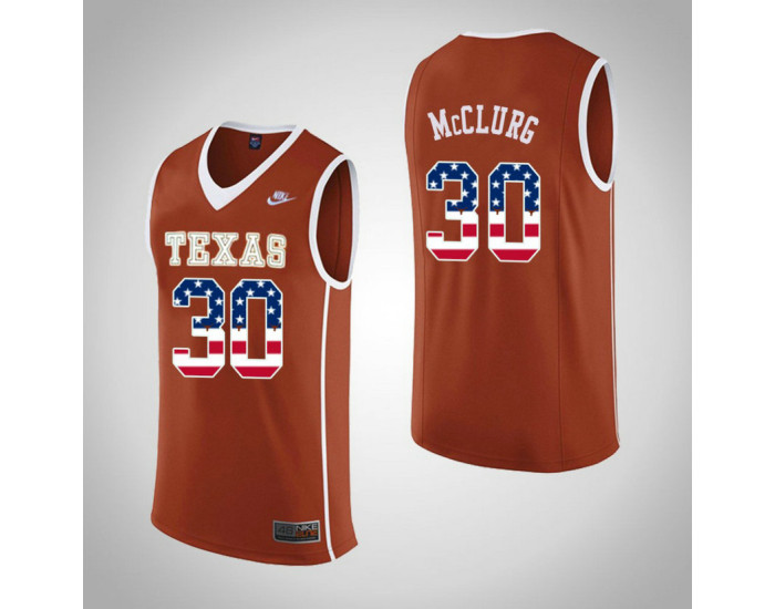 Youth Texas Longhorns #30 Ryan McClurg USA Flag Authentic College Basketball Jersey Orange