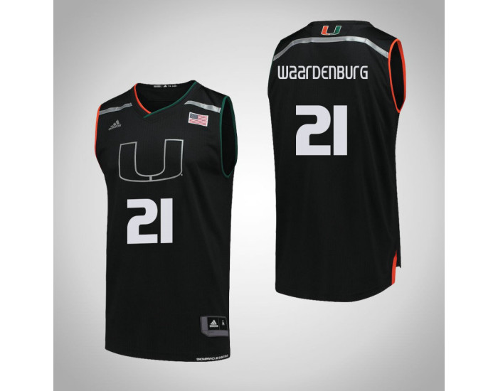 Miami Hurricanes #21 Sam Waardenburg Authentic College Basketball Jersey Black