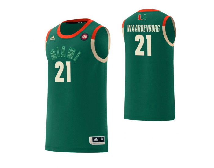 Youth Miami Hurricanes #21 Sam Waardenburg Harlem Renaissance Replica College Basketball Jersey Green