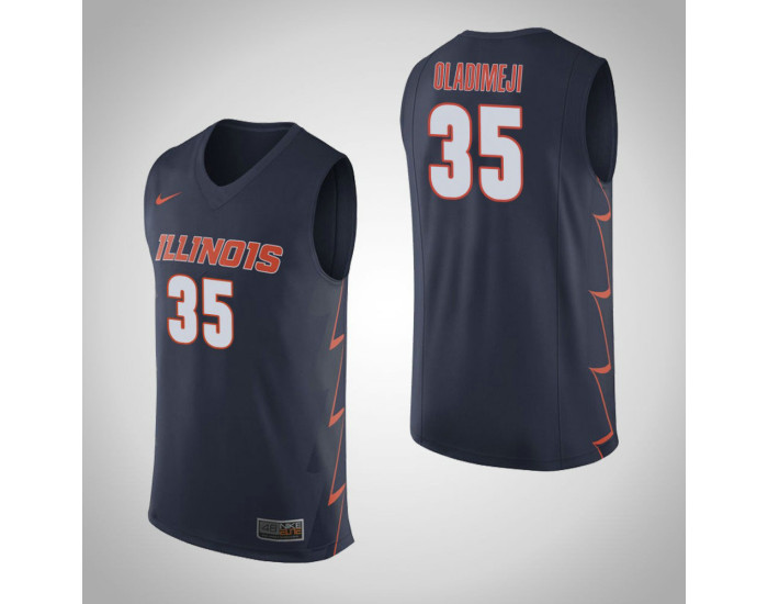 Illinois Fighting Illini #35 Samson Oladimeji Authentic College Basketball Jersey Navy
